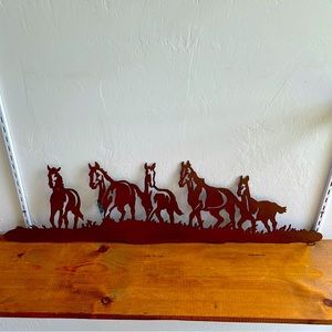 Dark Brown Metal Western Horse Decor